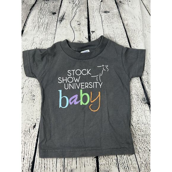 Rabbit Skins Stock Show University Baby T-shirt 12 Months Gray Western - Picture 1 of 3